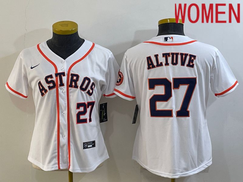 Women Houston Astros #27 Altuve White Game Nike 2022 MLB Jerseys